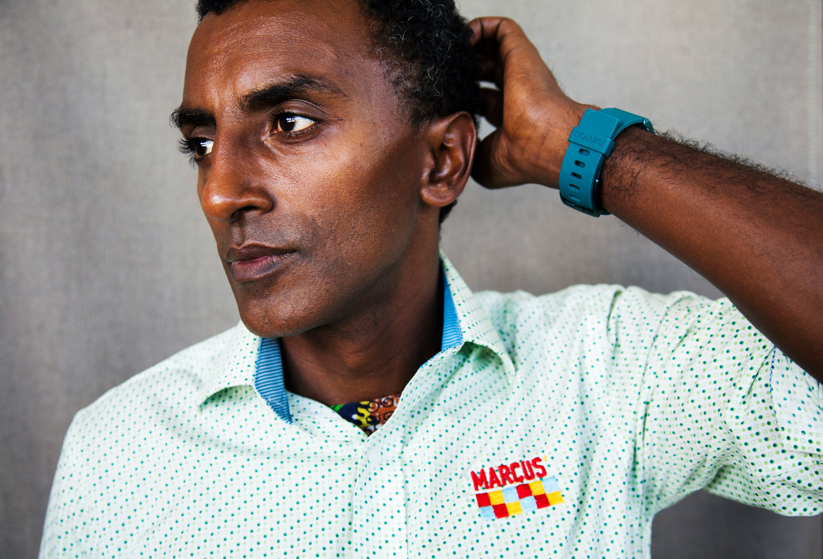 BERMUDA, Hamilton. Portrait of Chef Marcus Samuelsson at his Marcus